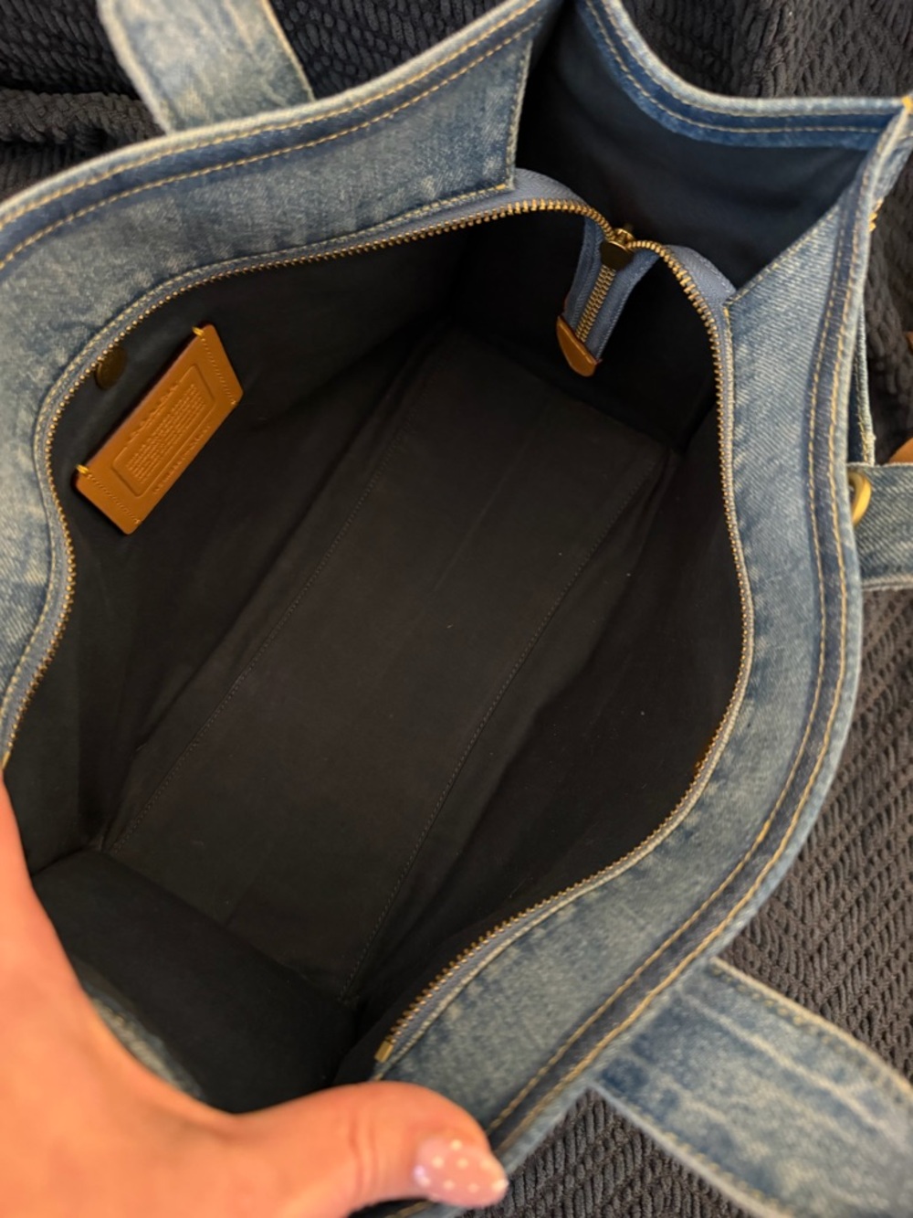 Coach Denim Cargo Tote - Picture 7 of 9